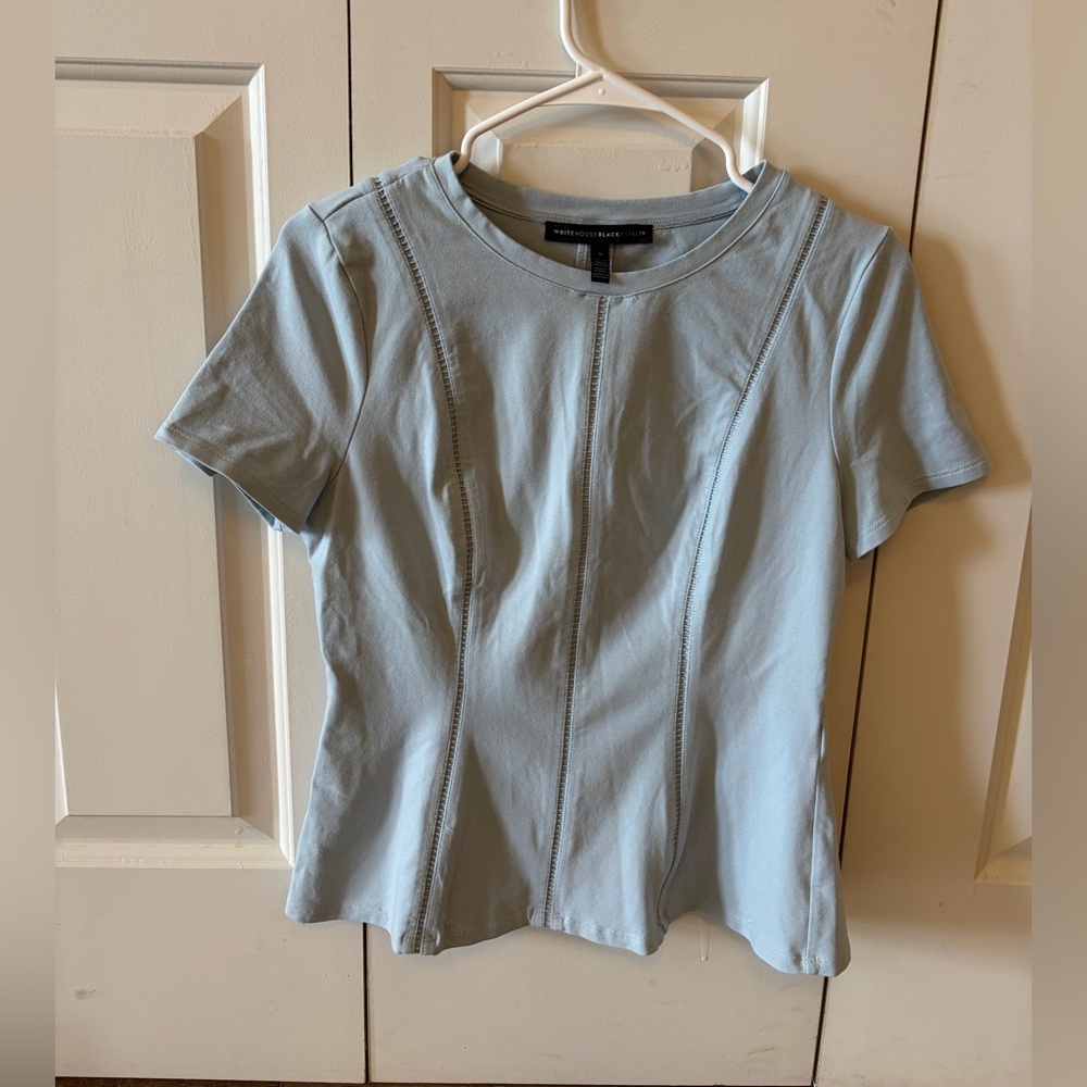 White House Black Market Light Blue Short Sleeve Top